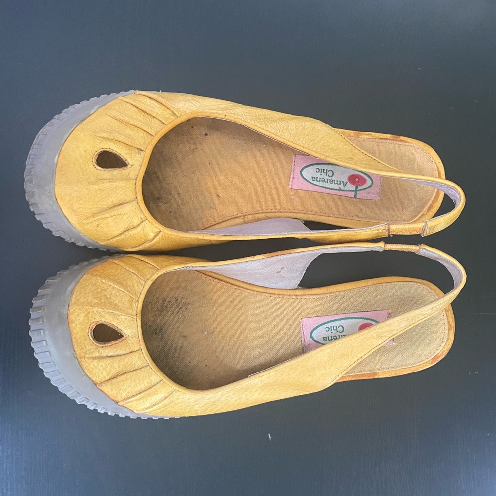 Cute bright yellow leather Italian shoes